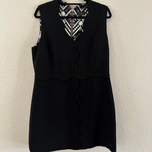 Ted Baker London Rubeyed Scallop Edge A-Line Black Dress Size 5 = US 10-12